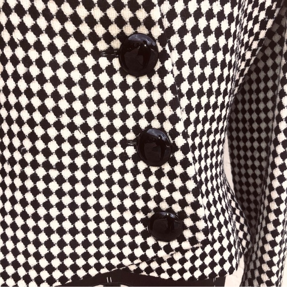 Akris blazer houndstooth check cream & black jacket women’s size 8 hourglass - Picture 5 of 15
